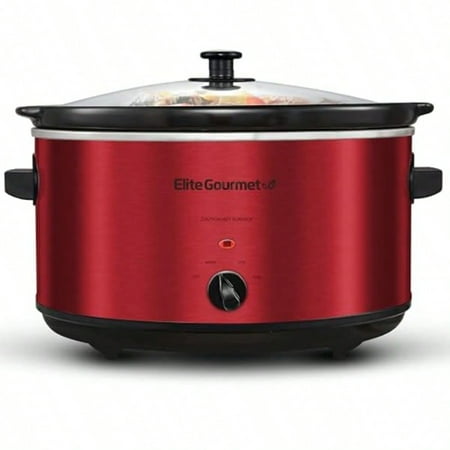 MST900RXT# Electric Ceramic XL Jumbo Slow Cooker Adjustable Temp Entrees Sauces Stews and Dips Dishwasher Safe Glass Lid and Crock 8.5Qt MetallicRed