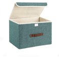 thumbnail image 1 of ZHAOCHENG Caja de almacenamiento plegable con tapa y cesta de almacenamiento de tela con costura de lino, caja de almacenamiento con asas de cuerda de algodón, caja de almacenamiento tipo cubo de alma, 1 of 2