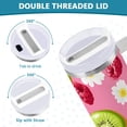 thumbnail image 3 of Yayeee 40oz Stainless Steel Tumbler with Straw and Handle Double-Wall Insulated Travel Water Bottle, Floral Raspberries, 3 of 8