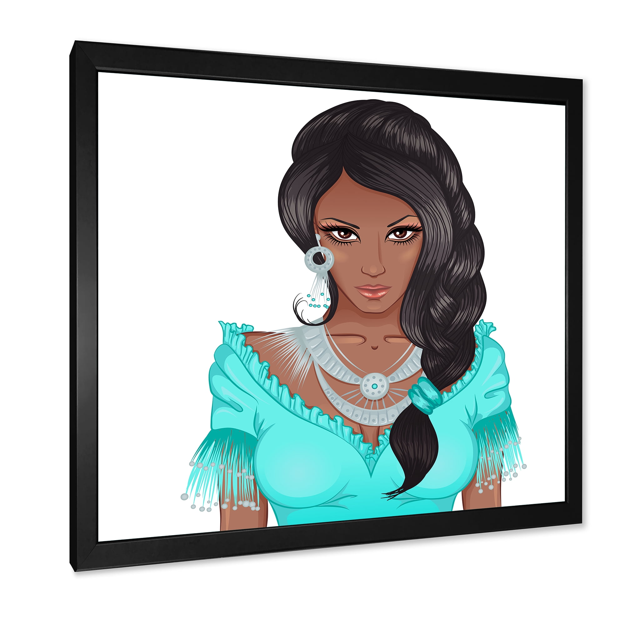 Designart 'Portrait Of Afro American Woman XVI' Modern Framed Art Print
