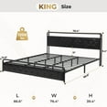 King Size LED Bed Frame with Storage Shelf & Headboard, Faux Leather