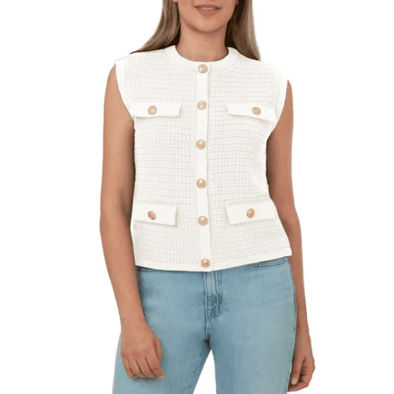 BLANKNYC Women's Sweater Vest Cream Large