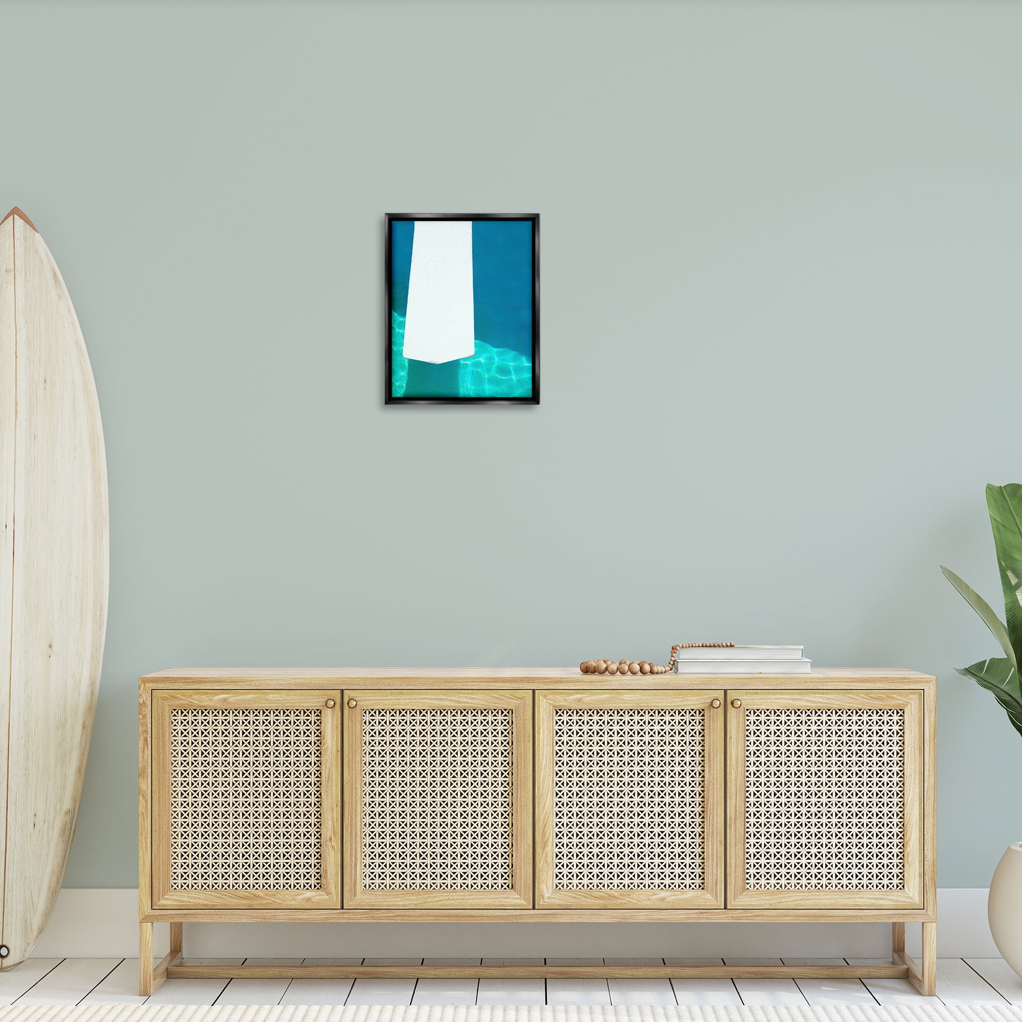 Stupell Industries Summer Diving Board Nautical & Beach Painting Black Floater Framed Canvas Art Print Wall Art, 17 x 21