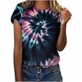 thumbnail image 2 of ALLLIST Crew Neck Tops for Women Short Sleeve Cotton T-Shirts Trendy Blue Tie Dye Shirts Clothing for Women, 2 of 9