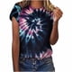 thumbnail image 1 of Blusa de manga corta con cuello redondo para mujer con estampado de teñido anudado Pompotops  hkajfhjk460399, 1 of 1