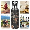 thumbnail image 7 of Yayeee 33oz Double Wall Stainless Steel Water Bottle with Flip Straw, Black Flowers, 7 of 7