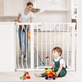 thumbnail image 2 of Vomeast 36in Extra Tall Baby Safety Gate,29.93- 48.8in Extra Wide Metal Dog Gates for Stair and Doorways,Pressure Mounted,White, 2 of 10