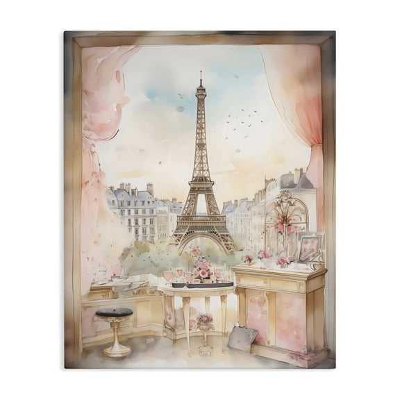 Stupell Industries Eiffel Tower Window View Canvas Wall Art, design by Creative Studio