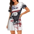 thumbnail image 1 of Easygdp American Flag Eagle Art Camisón de manga corta para mujer, informal, estampado, 1 of 6