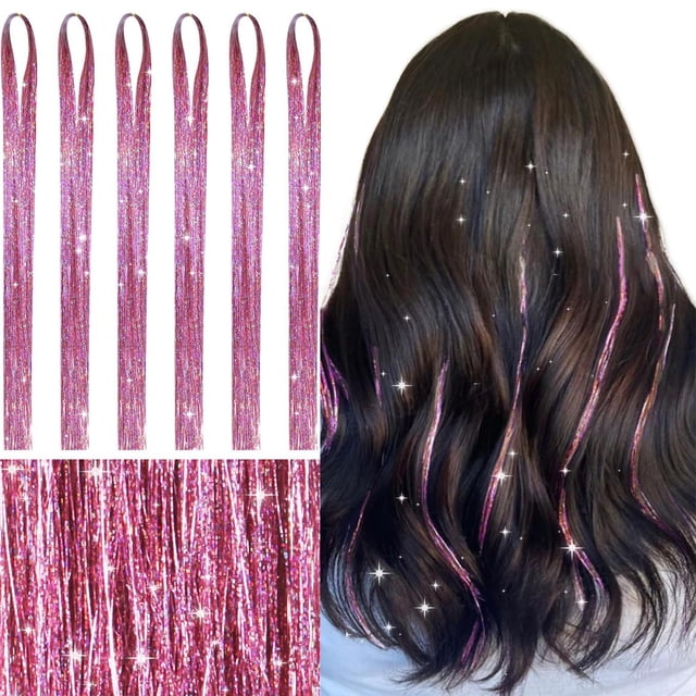 Mechones de pelo Glitter Yellow Tong 120 Cm para el cabello Festival