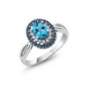 Gem Stone King 1.60 Ct Oval Swiss Blue Topaz 925 Sterling Silver Ring