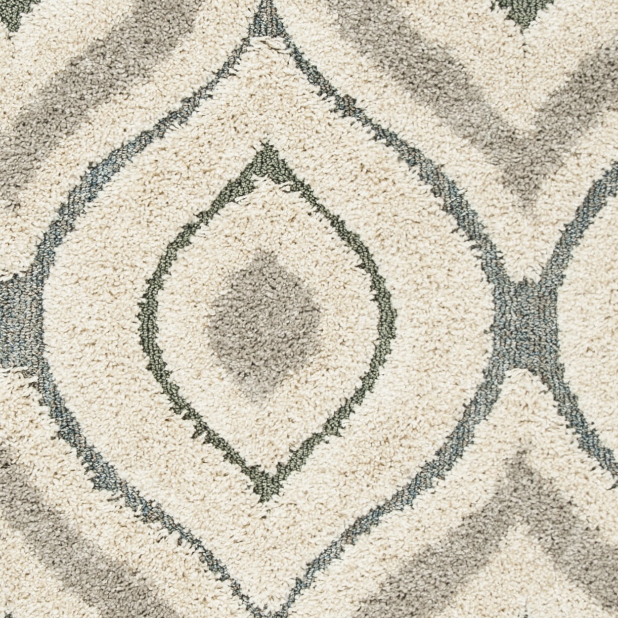 SAFAVIEH Florida Declan Geometric Swirls Shag Area Rug, Cream/Light Blue, 5'3" x 7'6"