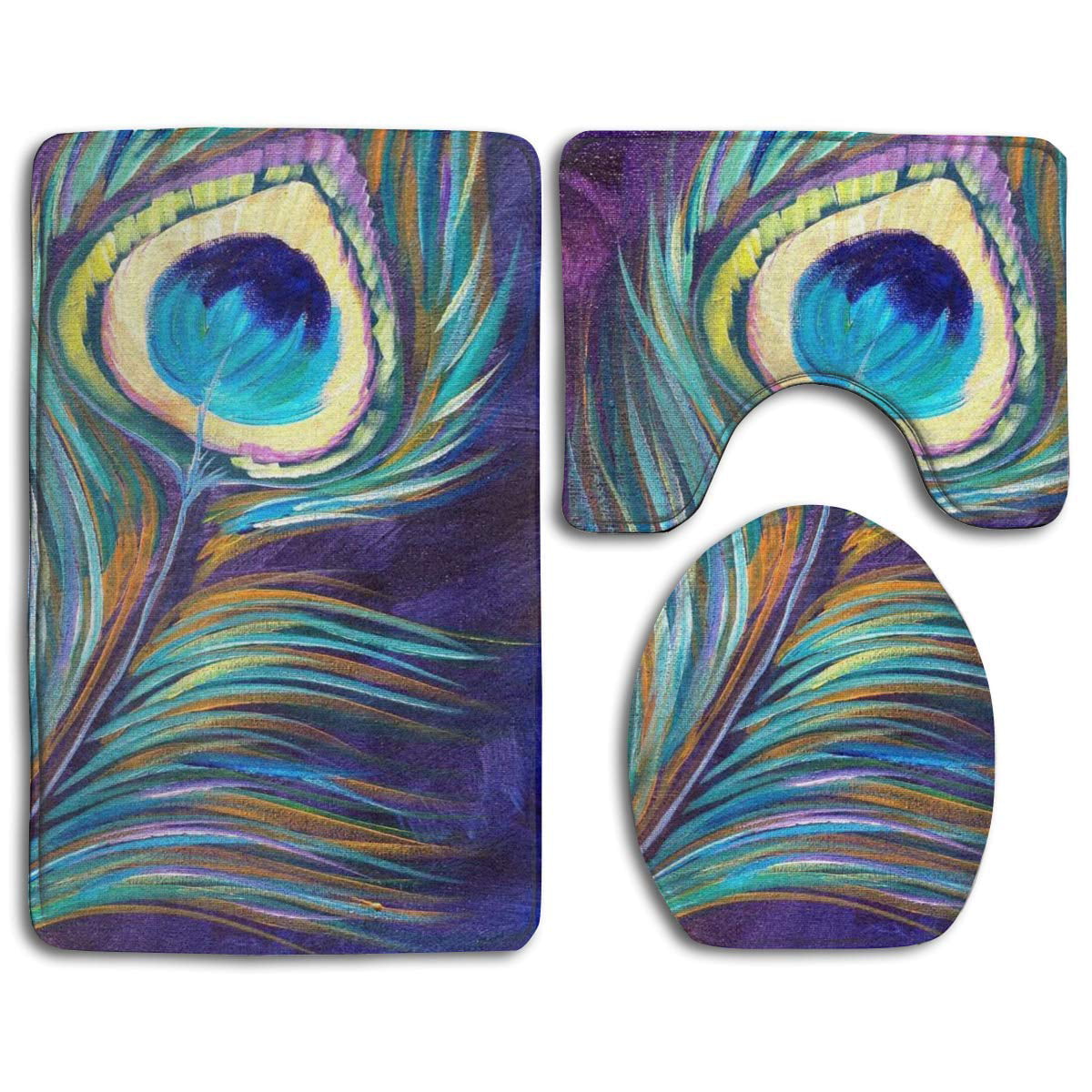 Gear New Abstract Pattern with Bright Feather Bath Rug Mat No Slip Microfiber Memory Foam 