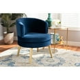 thumbnail image 5 of Baptiste Glam and Luxe Navy Blue Velvet Fabric Upholstered and Gold Finished Wood Accent Chair, 5 of 5