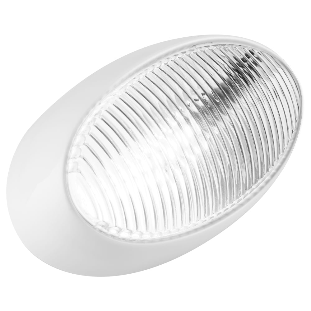 Chrome Cover and Clear Lens Enjoy Clear Lumitronics LED Euro Style RV Porch Light Bright Nights with This Low Profile Oval Porch Light LUM-PL8CSL
