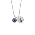 thumbnail image 2 of Delight Jewelry Silvertone Purple Paw on Black Disc Silvertone Script Initial Disc - J - Charm Necklace, 20"+3", 2 of 4