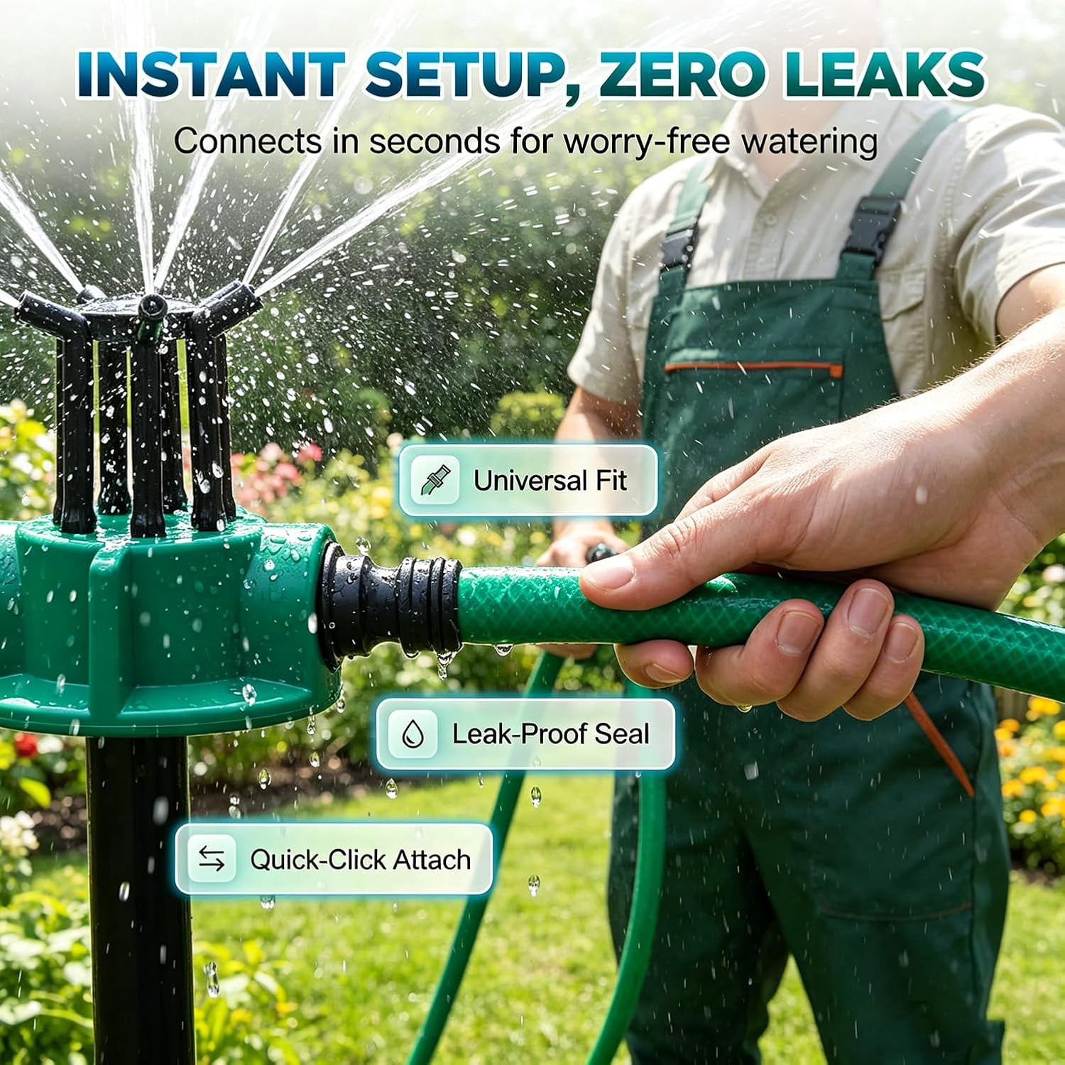 360° Multi-Directional Lawn Sprinkler, Stable Rotating Water Sprinkler, Wide Coverage, Easy Connect for Yard Garden（1PCS）