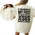 thumbnail image 2 of Unisex Christian Graphic T-Shirt, “Jesus Dropped the Charges” Double-Sided Street Style Tee, Inspirational Faith Shirt, Cotton Casual Wear, Sizes S–5XL, 2 of 7