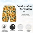thumbnail image 6 of Picia Green Leaf Sunflower pattern Mens Swim Trunks with Compression Liner Stretch Beach Shorts Quick Dry with Zipper Pockets No-Chafing Board Shorts-Medium, 6 of 9