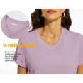 thumbnail image 5 of TACVASEN Women's T-Shirts UPF 50+ Sun Protection Short Sleeve Yoga V-Neck Shirts Gray Purple S, 5 of 7