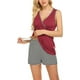 thumbnail image 2 of 3 en 1 Parto Enfermería PJS Maternidad Pijamas de Enfermería Conjunto de Pantalones Cortos Raya Embarazo Lactancia Ropa de DormirWine Red StripeXL, 2 of 5