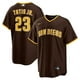 thumbnail image 4 of Jersey bordado del jugador del equipo n. ° 23 Fernando Tatis Jr. Del sacerdote de San Diego de los hombres del béisbol americano, 4 of 4
