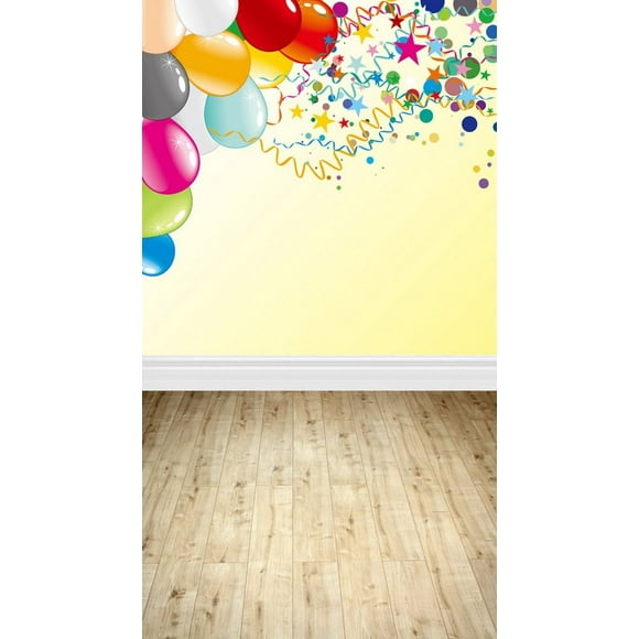 EREHome Polyester Fabric 5x7ft Colorful Balloons Polka Dots Stars Children Birthday Photography Backdrop Indoor Studio Digital Background Photo Prop