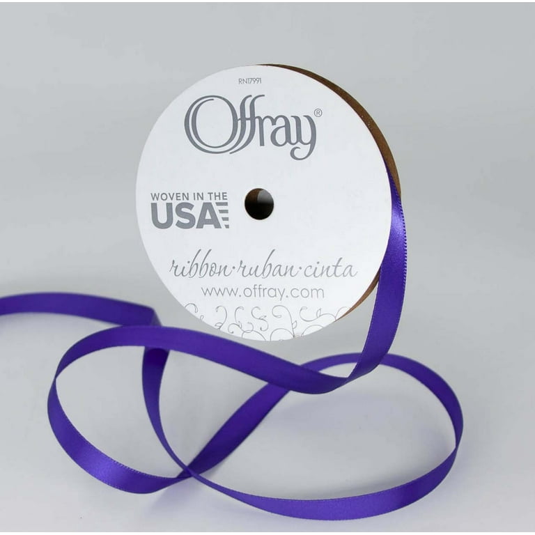 Offray Ribbon, Single Face Satin Ribbon, Regal Purple, 3/8 Offray Ribbon, Single Face Satin Ribbon, Regal Purple, 3/8