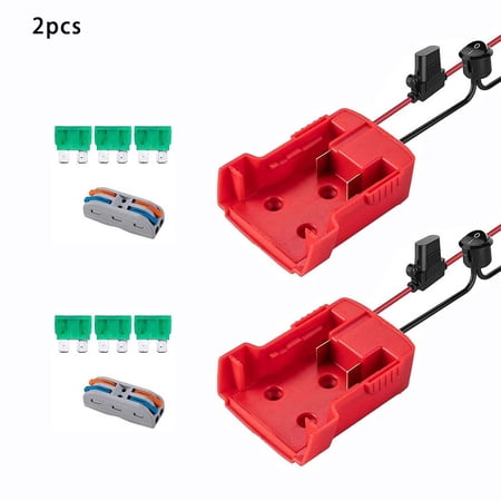 2 PCS Power Wheel Battery Adapter For Milwaukee M18 Battery Adapter Converter 18V Battery Adapter Kit 14 AWG Wire With Fuses And Connectors