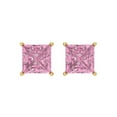 thumbnail image 3 of Clara Pucci 4Ct Pink Princess Cut VVS1 Screw Back Stud 18k Solid hypoallergenic Gold Designer Earrings For April, 3 of 7