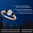 thumbnail image 2 of Gem Stone King 18K Rose Gold Plated Silver DEF Lab Grown Diamond and Black Onyx Engagement Ring for Women | 0.96 Cttw | Oval 7X5MM | Gemstone April Birthstone | Size 6, 2 of 6