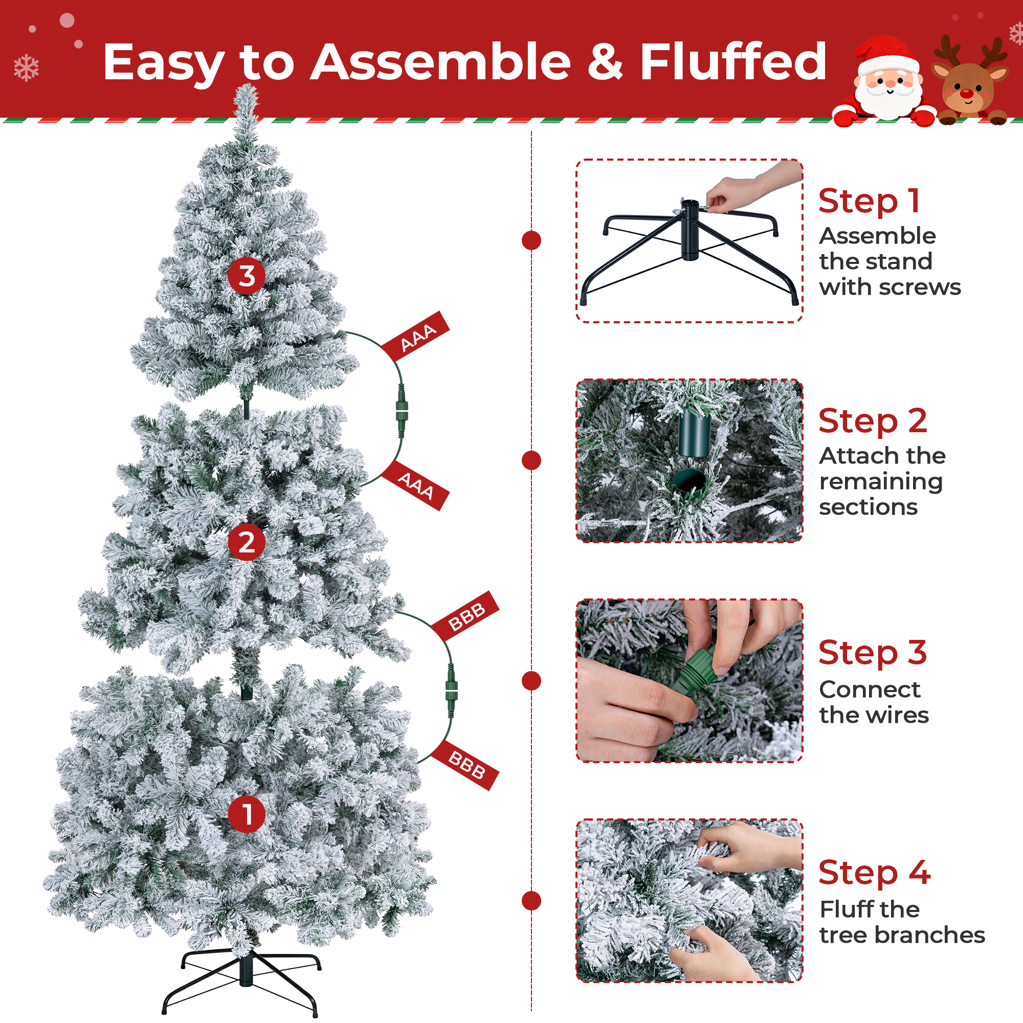 FIRSTNESS 6' Pre-Lit Snow Flocked Artificial Christmas Tree photo 6