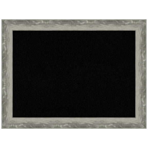 Amanti Art Black Cork Board Framed Waveline Silver Narrow Bulletin Board 33 in. x 25 in.