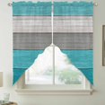 thumbnail image 2 of Turquoise Wood Grain Swag Valances for Windows, Kitchen Window Curtains Over Sink, Country Retro Wooden Plank Gray Window Treatment Curtains for Living Room/Bedroom Curtains 2 Panel Sets 36"x45", 2 of 8
