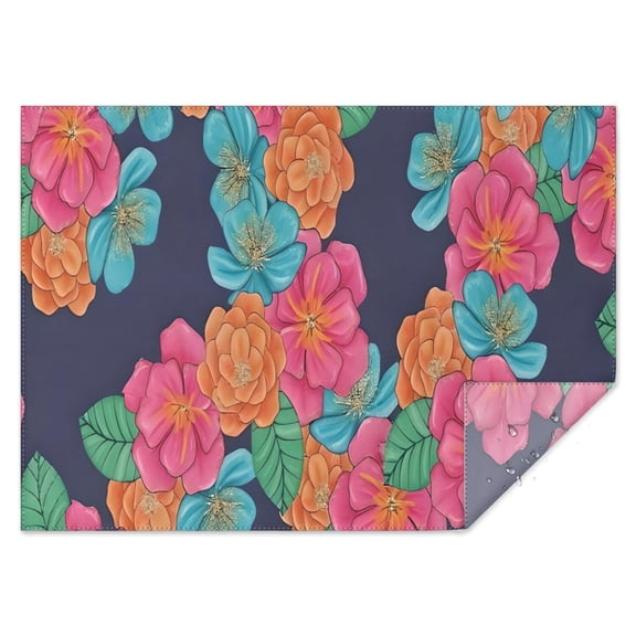 Pioneer Flower Floral Print Pattern Rectangle Tablecloth 60"x84",Waterproof Polyester Rectangle Table Cloth, Wipeable Spillproof Polyester Tablecloth for Dining, Camping, Indoor and Outdoor