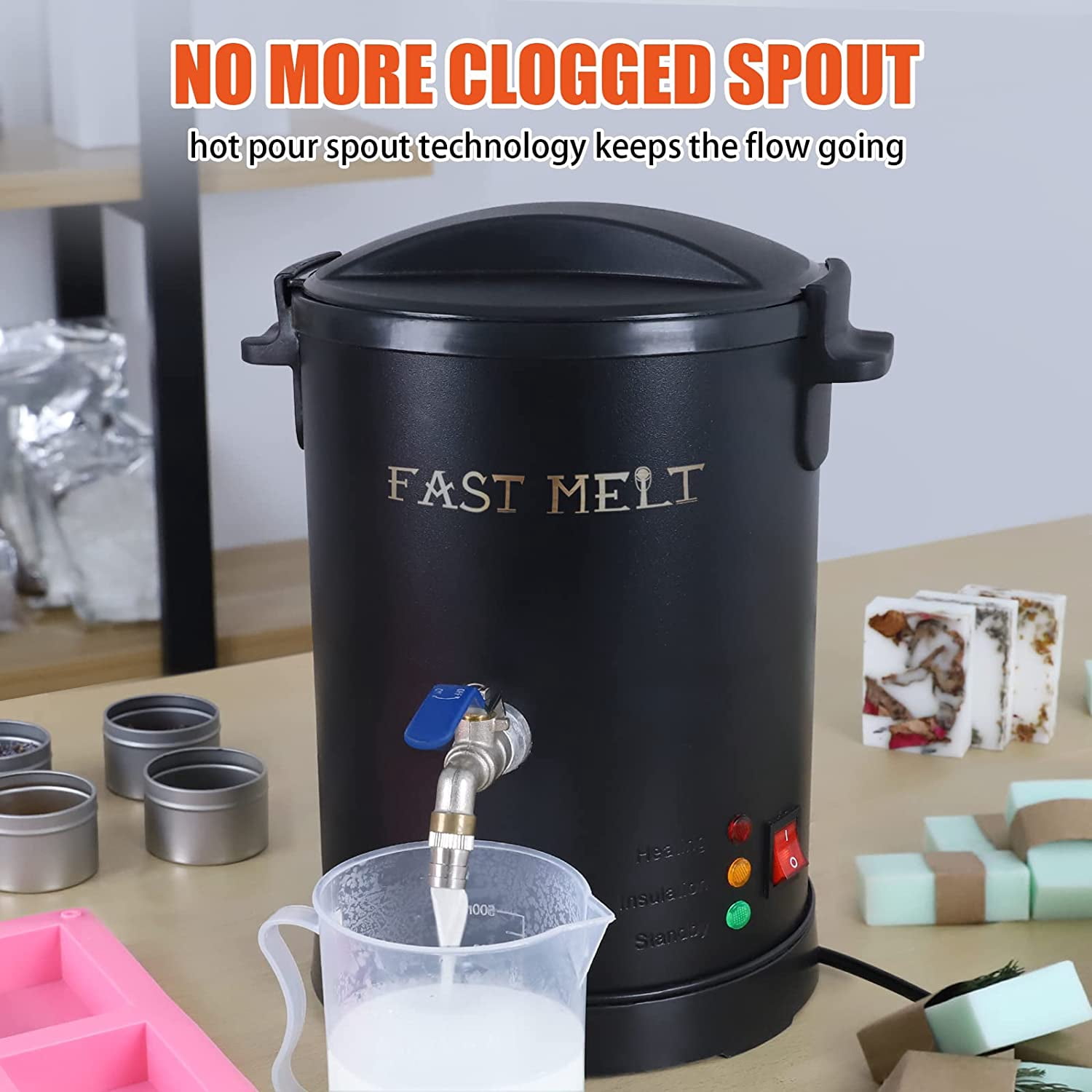 FAST MELT 3L Melter for Soap and Wax, Soap Making Kit with Temperature Control, Commercial Furnace