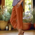 thumbnail image 2 of biudgviw Womens Capri Wide Leg Pants Drawstring High Waisted Linen Pants with Pockets Vacation Beach Clothings Cropped Trousers, 2 of 6