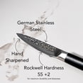 thumbnail image 3 of Swiss Diamond 4.5" Paring Knife, Hammered German Steel w/55 + 2 Rockwell Hardness - ABS Handle, 3 of 6