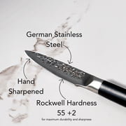 Swiss Diamond 4.5 Paring Knife, Hammered German Steel w/55 + 2 Rockwell Hardness - ABS Handle
