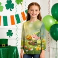 thumbnail image 3 of Tauxra Chandail de la Saint-Patrick pour Adultes, T-Shirt à Manches 3/4 Imprimé Col Rond, T-Shirt Graphique Trèfle Décontracté à Manches Longues pour Activités Festives, 3 of 6