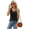 thumbnail image 1 of Fjuchai Womens Summer Tank Tops Sleeveless Basic Solid Shirts Vest Tees Shirts Button Slim Round Neck Sleeveless Top, 1 of 8