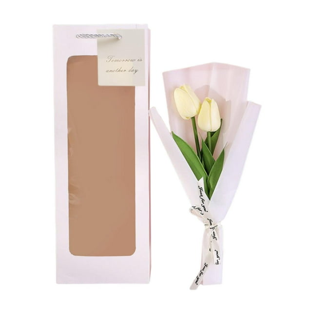Ramo de tulipanes artificiales para el Día de la Madre, decoración de mesa, flores artificiales para madres Crema