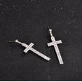 thumbnail image 5 of Pendientes colgantes con forma de cruz de diamantes de imitación para mujeres y niñas, chapados en plata, con circonita cúbica, delicados y ligeros, 5 of 5