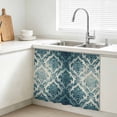 thumbnail image 3 of Turquoise Boho Cabinet Curtains 28"W x 35L, Teal Ombre Floral Ethic Tribe Under Sink Skirt for Bathroom Vanity Kitchen Self Adhesive, Dust-Proof Privacy Curtain for Closet Shelves Laundry Room, 3 of 9