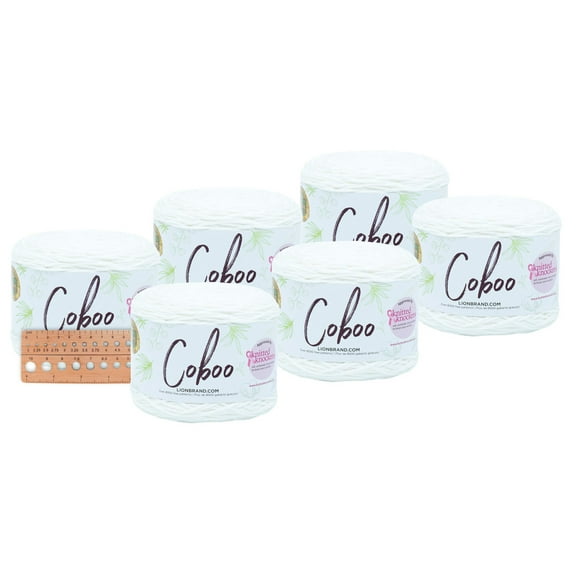 Lion Brand Yarn - Coboo - 6 Pack (White)