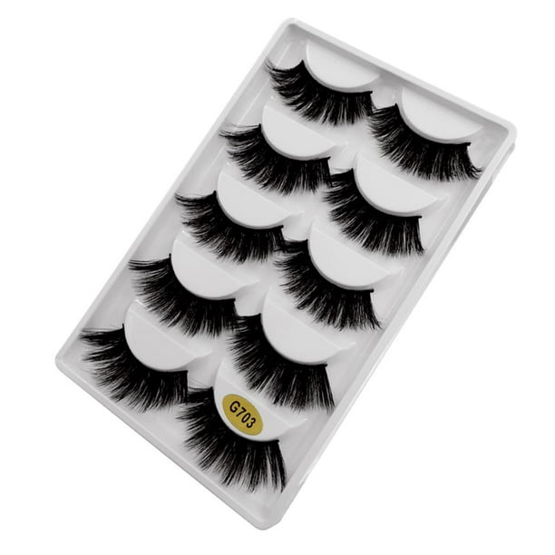 10Pcs Pestañas Postizas 3D Reutilizables Perfecl Color Negro 5 Pares