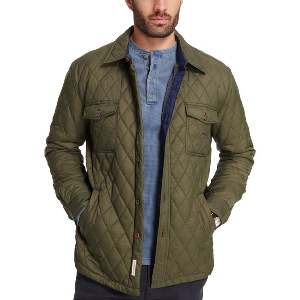 Chaqueta cortavientos acolchada resistente a la intemperie para hombre, verde, grande
