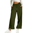 thumbnail image 2 of ibuvkizy Sweatpants Women with Pockets,Women Fashion Trousers Full Pants Casual Drawstring Straight Solid Color Loose Casual Wide Leg Pants Army Green,XXL, 2 of 6