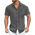 thumbnail image 4 of Afdoent Men's Casual Shirts Male Solid Color Loose Comfortable Vertical Striped Short Sleeve Shirt Classic Fit Summer Tops, 4 of 5