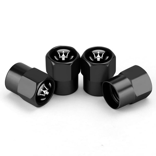 Hisport Fit Maserati Stem Cap 4 Uds. Tapas Universales Para Vástago De Válvula De Neumático De Coche, Cubierta De Aire, Accesorios Para Coche, Cubierta De Vástago Negra Hexagonal 016
